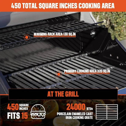 Stainless Steel 2-Burner Propane Gas Grill with Foldable Shelves - Loft&Timber