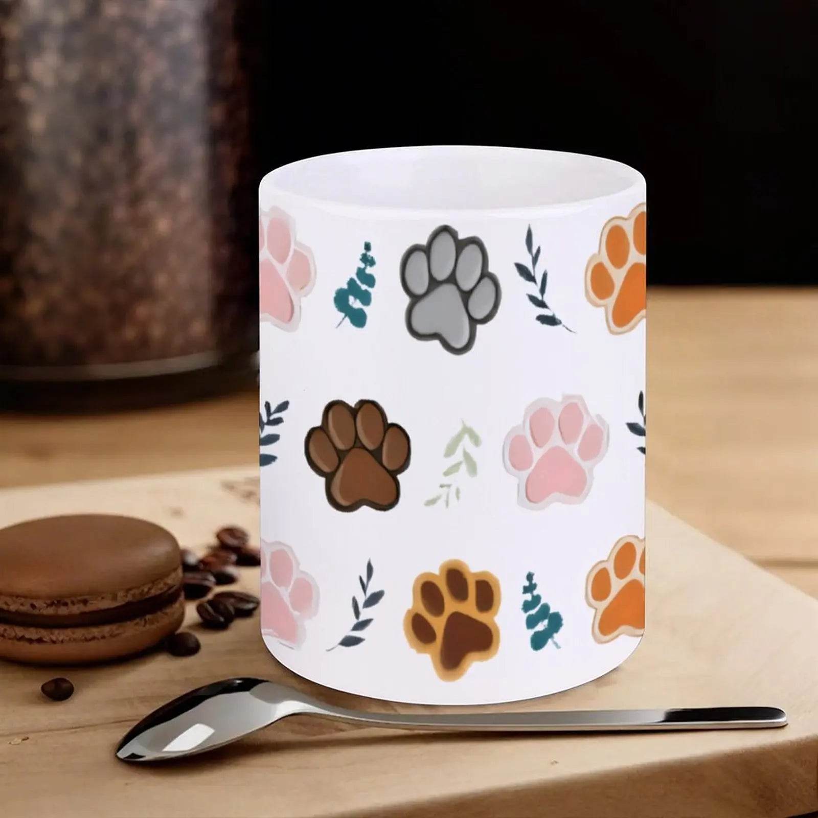 Paw Prints On A White Background Coffee Cups Ceramic, 11oz - Loft&Timber