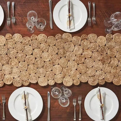 Rustic Natural 1 ft. 4 in. 6 ft. 8 in. Organic Jute Table Runner - Loft&Timber