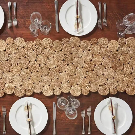 Rustic Natural 1 ft. 4 in. 6 ft. 8 in. Organic Jute Table Runner - Loft&Timber