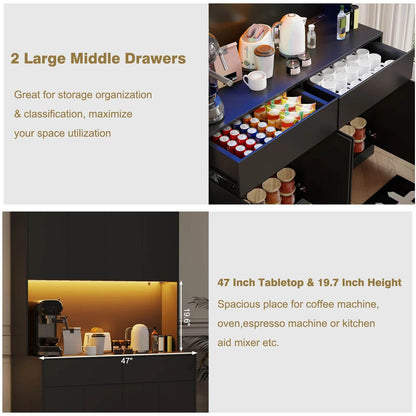 71'' Tall Kitchen Pantry with LED Lights - Loft&Timber