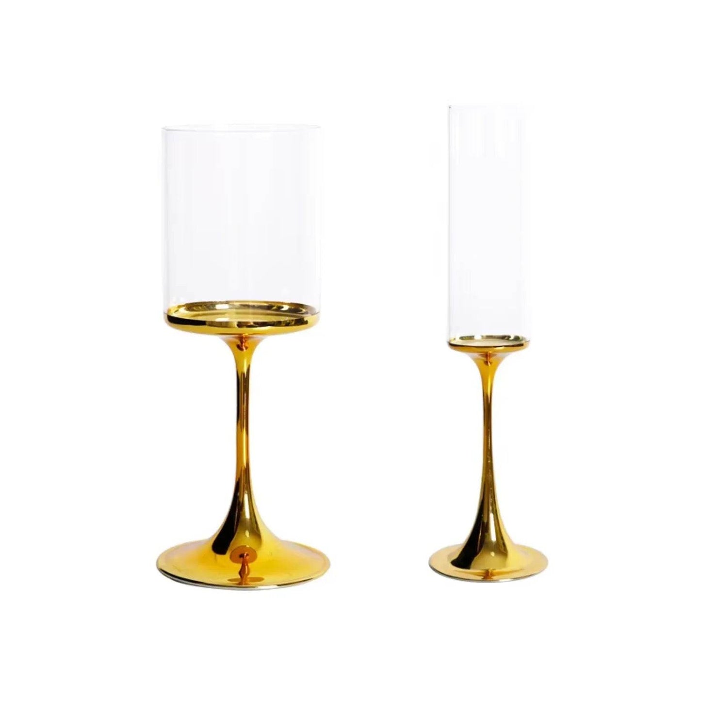 Gift champagne goblets Gold plating wine glasses - Loft&Timber