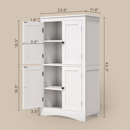 43" Kitchen Pantry Cabinet Storage with Adjustable Shelves and 4 Magnetic Doors - Loft&Timber