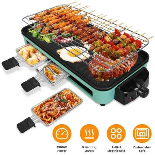 1500W Electric Indoor Grill 2 in 1 Electric Gill with Grill