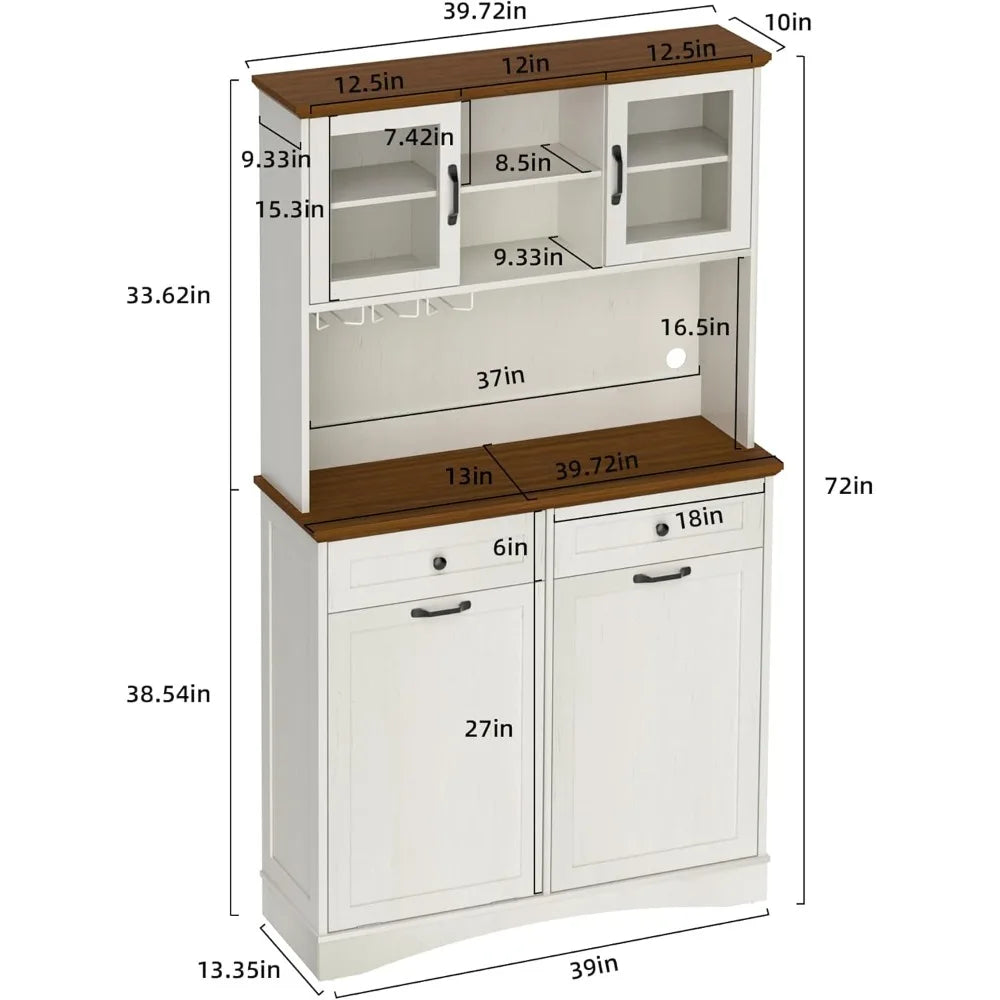72" Kitchen Pantry Storage Cabinet with Tilt Out Trash Bin - Loft&Timber
