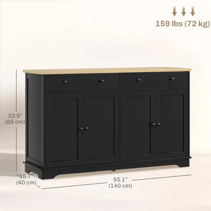 55" Modern Sideboard Buffet with 2 Doors, 2 Drawers, & 2 Shelves - Loft&Timber