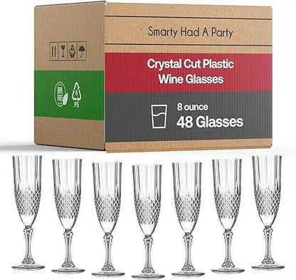 Disposable Plastic Champagne Flutes, Clear 8 oz Capacity - Loft&Timber