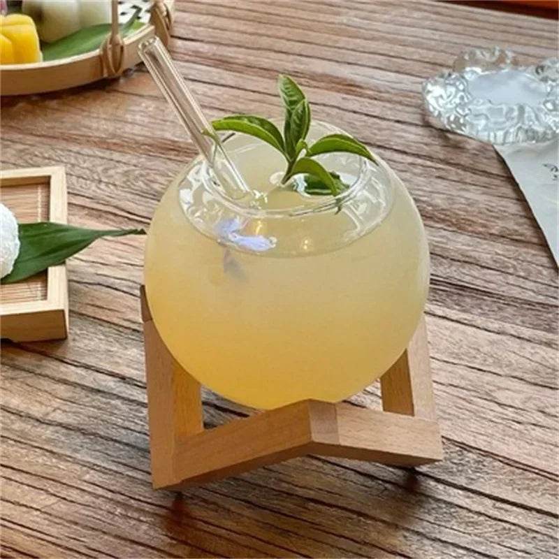 Cocktail Glass Cup with Wooden Bottom - Loft&Timber