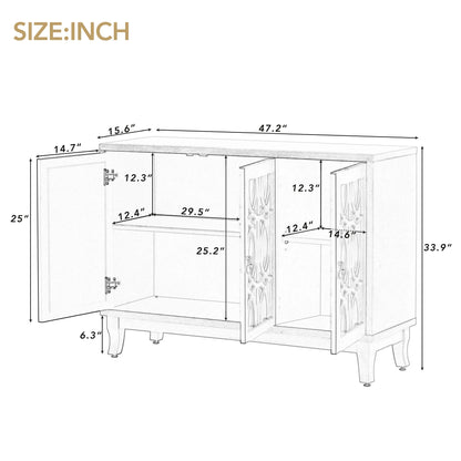 47" Sideboard with 3 Glass Doors - Loft&Timber