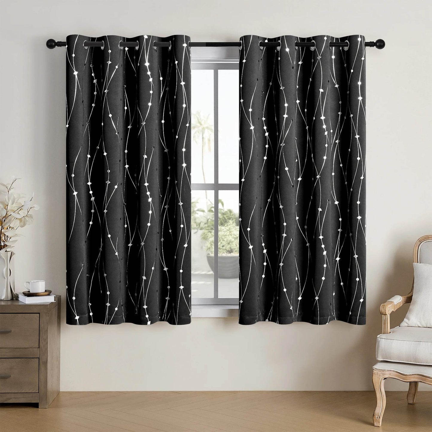 Pack Of 2 Sliver Print Blackout Curtains - Loft&Timber
