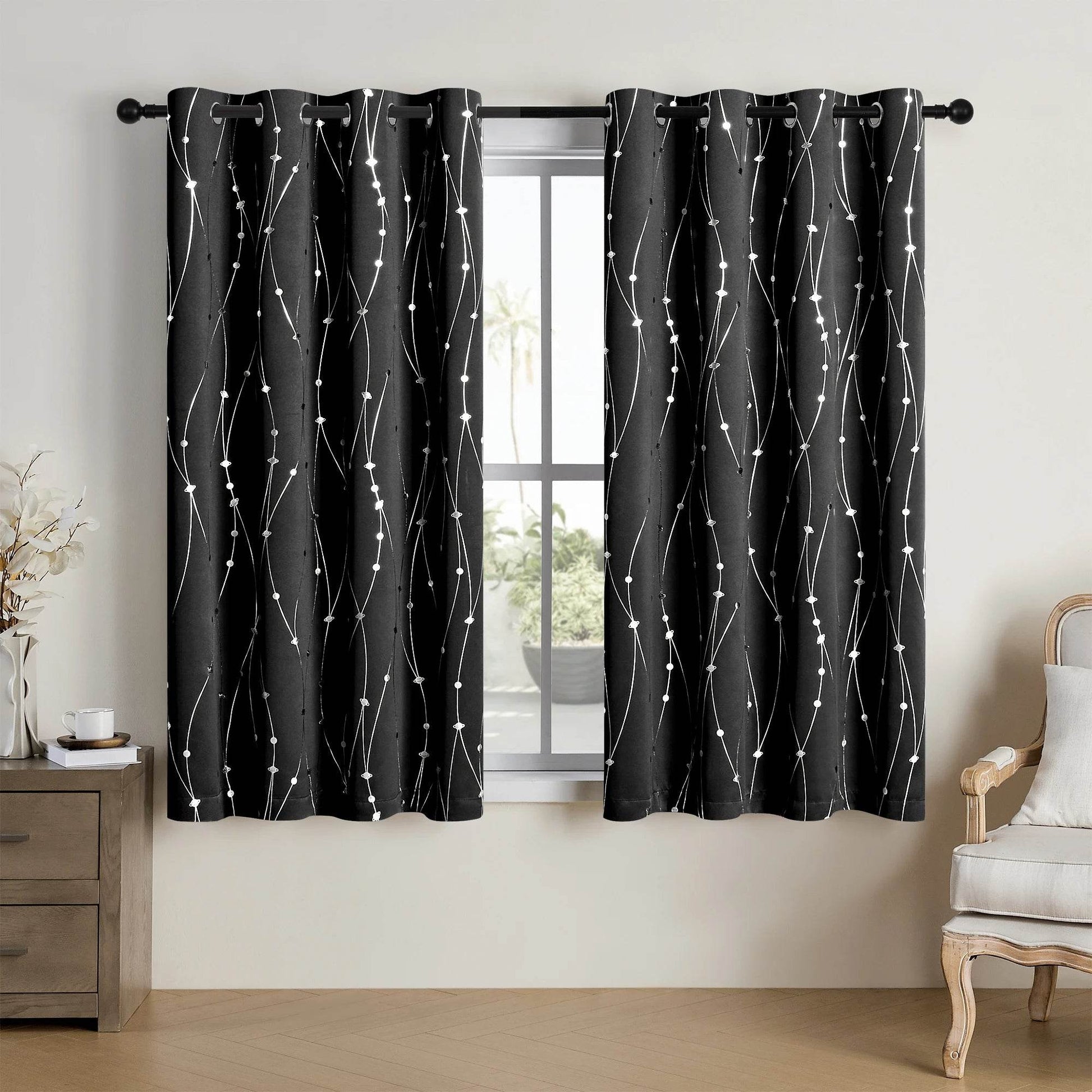 Pack Of 2 Sliver Print Blackout Curtains - Loft&Timber