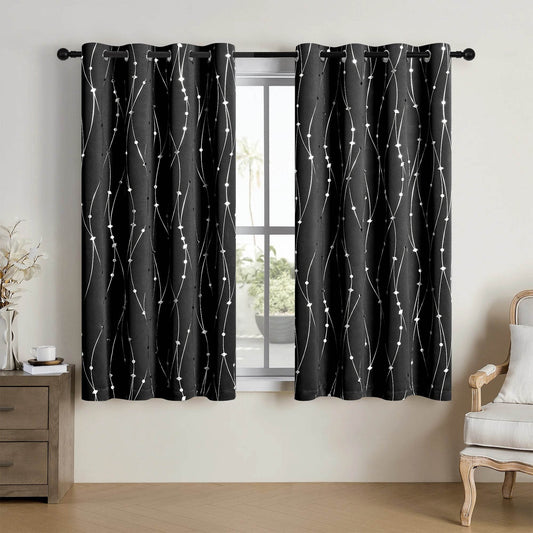 Pack Of 2 Sliver Print Blackout Curtains - Loft&Timber