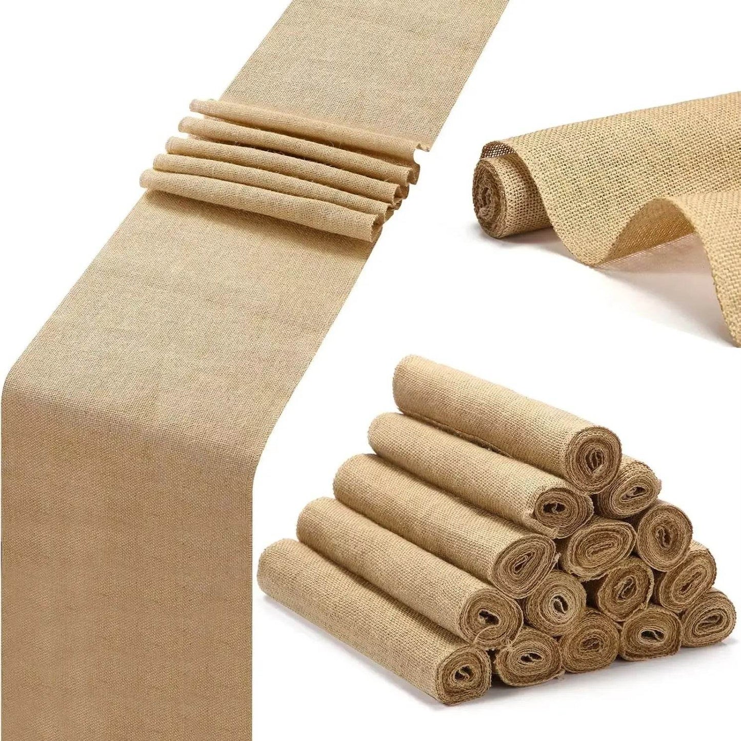 36 Pcs Burlap Table Runners 12 x 108 Inches Khaki Table Runner - Loft&Timber
