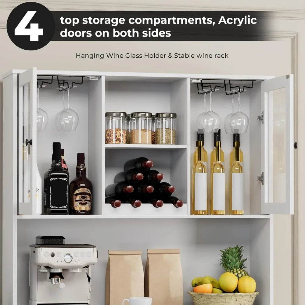 Tall Kitchen Pantry Storage Cabinet with Wine Rack - Loft&Timber