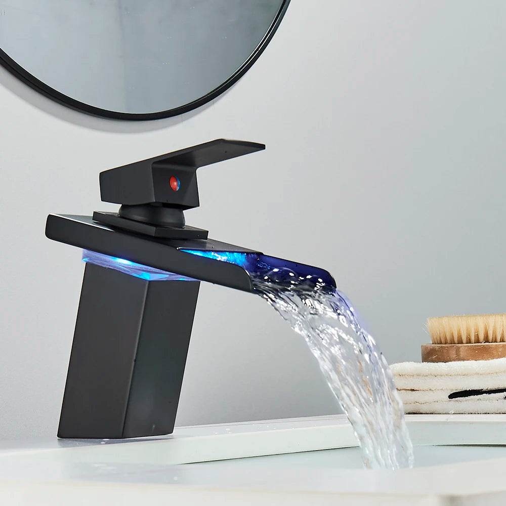 Luxury LED Color Changing Waterfall Basin Sink Faucet - Loft&Timber