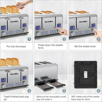4 Slot Toaster in stainless steel