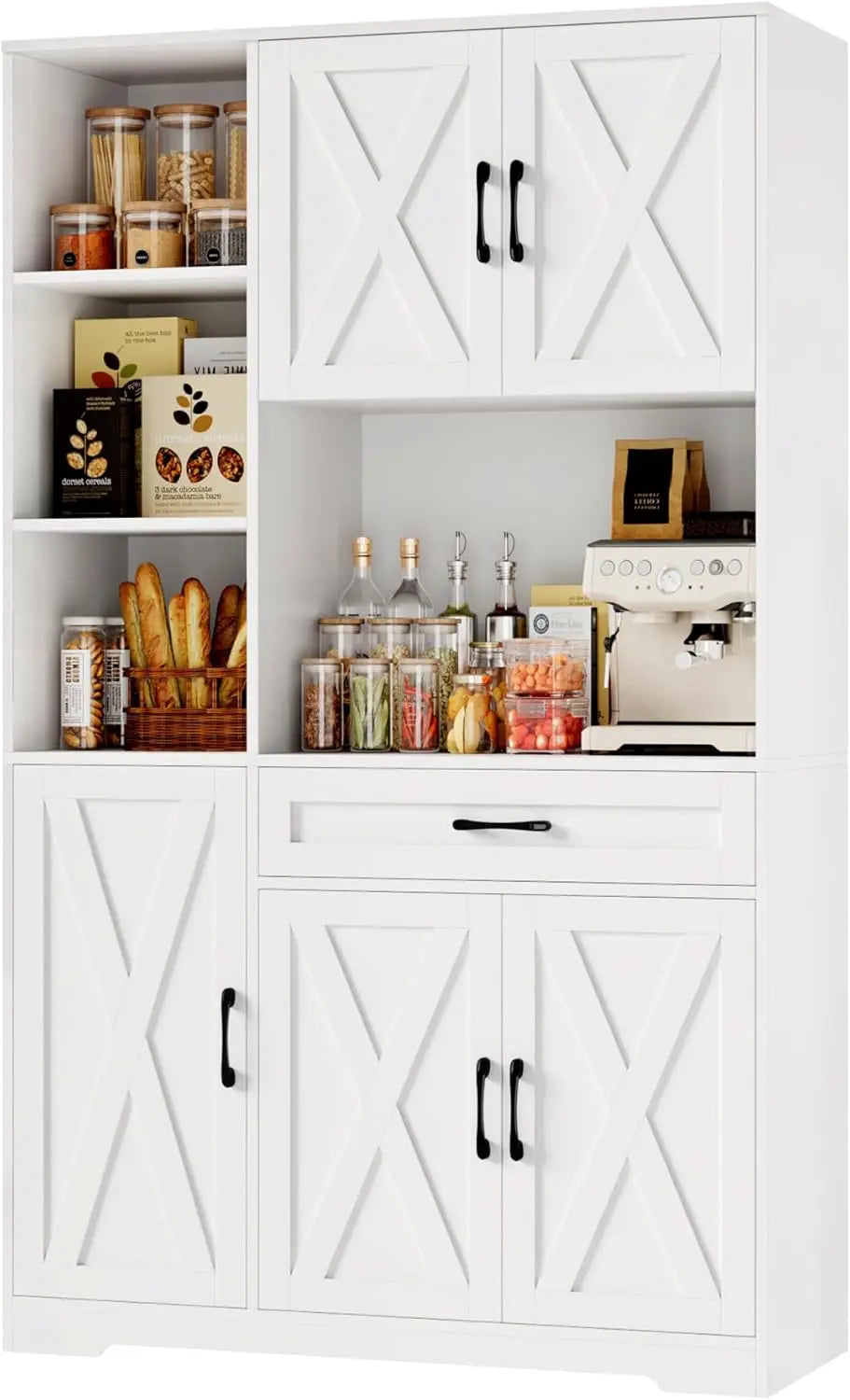 71" Tall Kitchen Pantry Storage Cabinet with Barn Doors Kitch - Loft&Timber