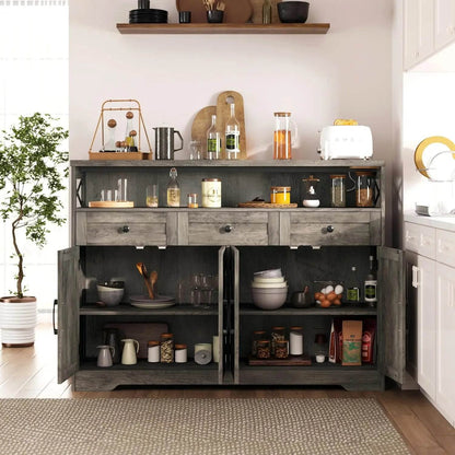 Vabches Sideboard Buffet Cabinet with Drawers & Charging Station - Loft&Timber