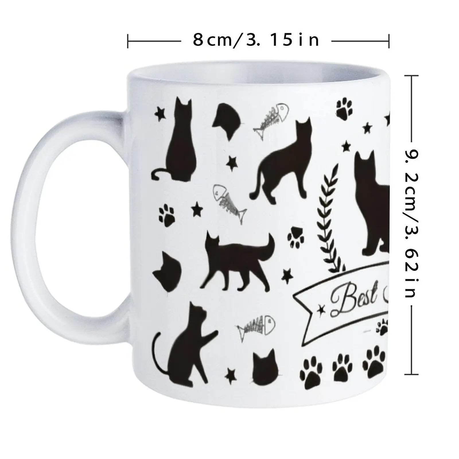 Image Of Cats And Paw Prints Coffee Mug, 330ml Teacup - Loft&Timber
