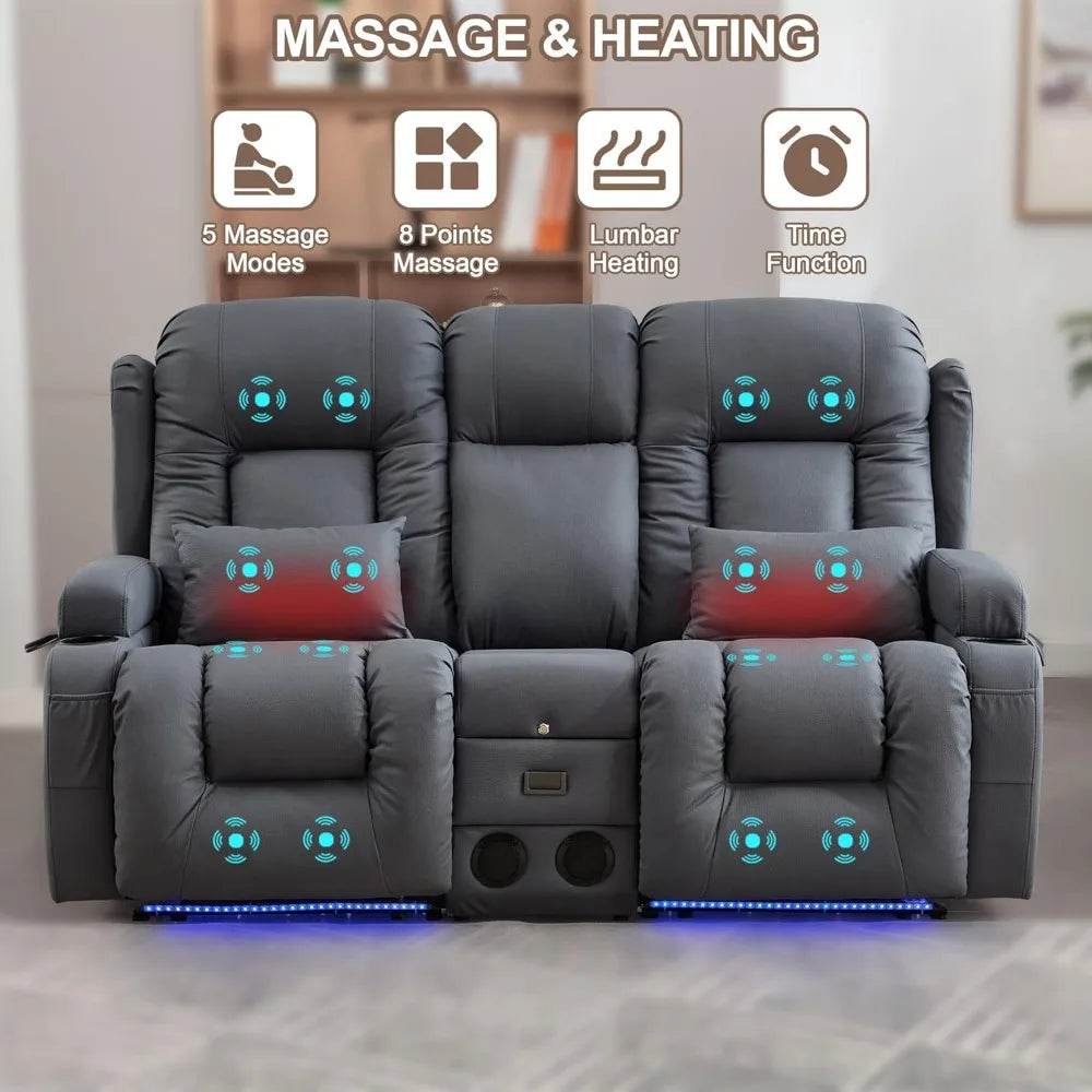 Power Loveseat Recliner Sofa with Massage & Heat - Loft&Timber
