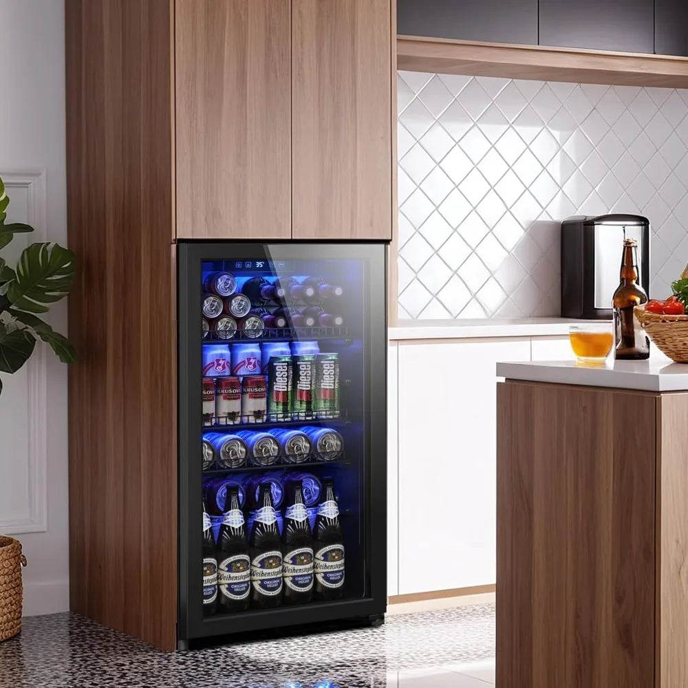 Beverage Fridge, Mini Fridge With Glass Door - Loft&Timber