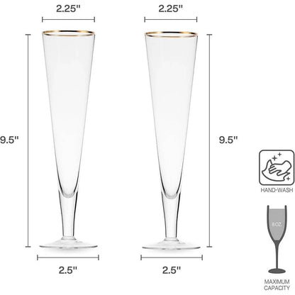Elegant Gold Rim Champagne Toasting Flutes Set - Loft&Timber