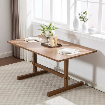 63" Farmhouse Dining Table for 4-6 People, Rectangular Wood Dinner Table - Loft&Timber