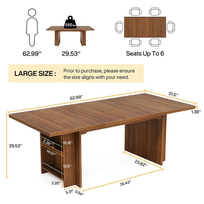 63" Rectangular Dining Table with Storage - Loft&Timber