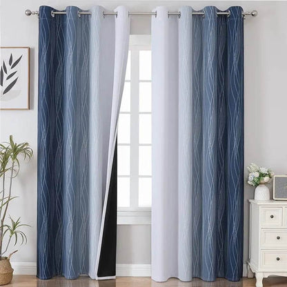 Blue and Grayish White Blackout Curtains 84 Inches Long - Loft&Timber