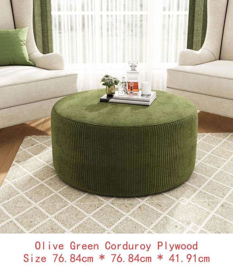 Round Upholstered Storage Ottoman with Memory Foam - Loft&Timber