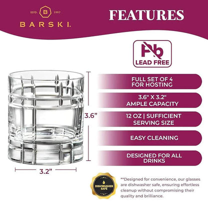 Whiskey Glasses - Double Old Fashioned Rocks Glass - Set Of 4 Lowball - Loft&Timber