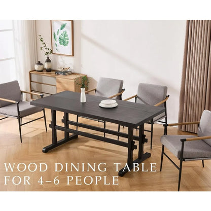 Solid Wood Dining Table for 4-6 People, 70" Large Kitchen Table - Loft&Timber