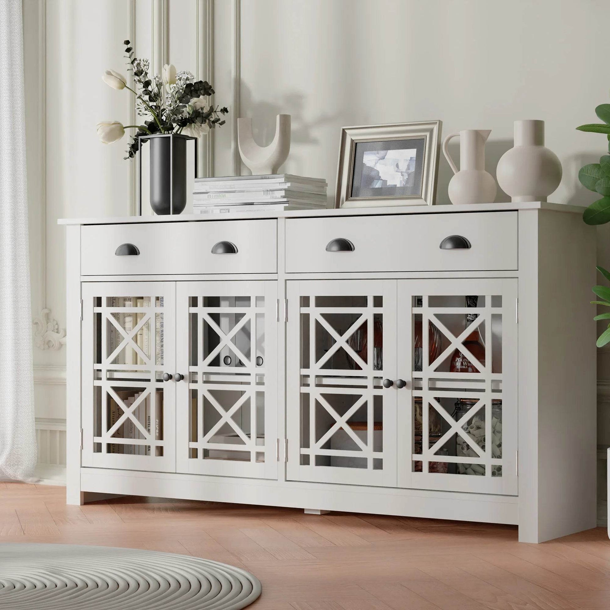 Modern Buffet Sideboard with 4 Acrylic Glass Doors - Loft&Timber