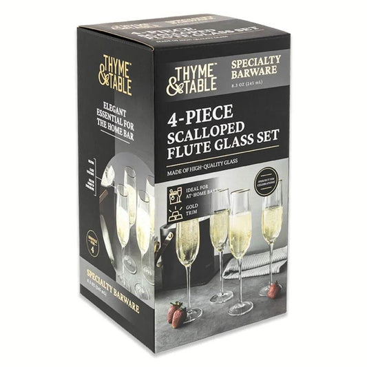 4-Pack Scalloped Champagne Flute Glasses Set - Loft&Timber