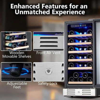15 Inch Wine Cooler Refrigerator - 30 Bottle - Loft&Timber