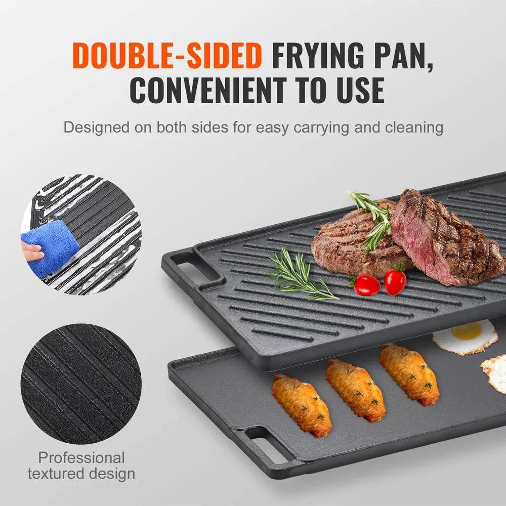 Reversible Cast Iron Griddle Non-Stick Double-Sided - Loft&Timber
