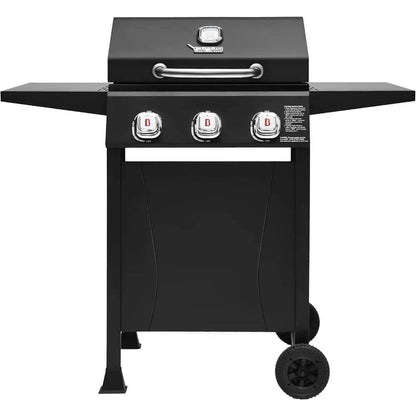 Brand-Man 3-Burner Propane Gas Grill, 27,000 BTU BBQ Grill with Porcelain-Enameled Grates, Built-In Thermometer, Side Shelves, H - Loft&Timber