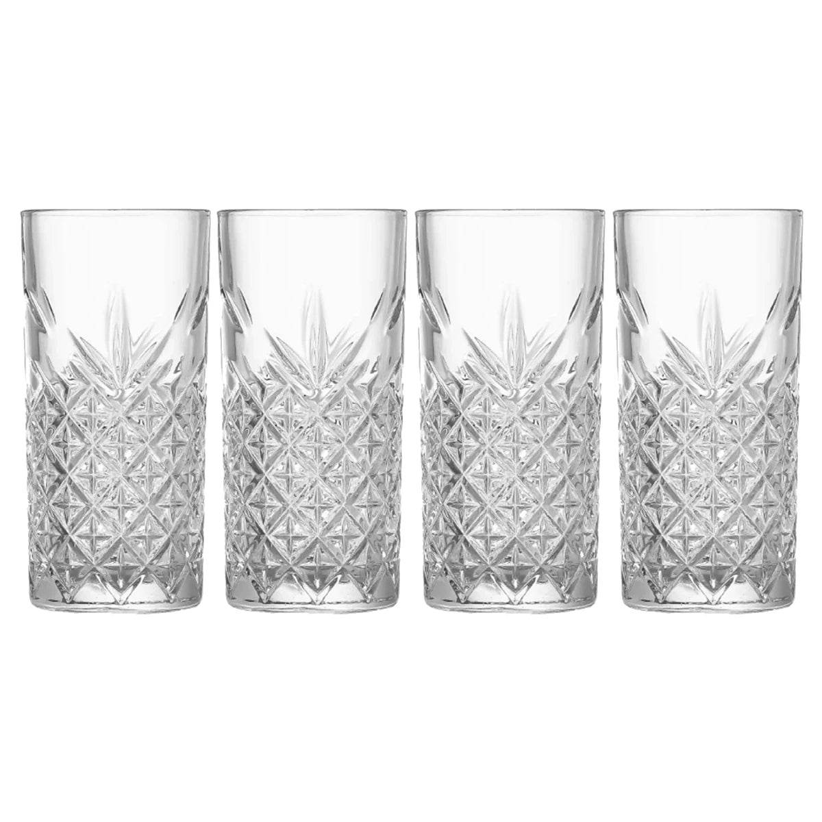 4PCS Timeless 10 Ounce Highball Glasses, Etched Drinking Glasses - Loft&Timber