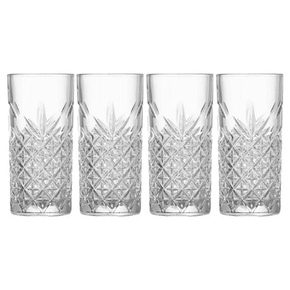 4PCS Timeless 10 Ounce Highball Glasses, Etched Drinking Glasses - Loft&Timber