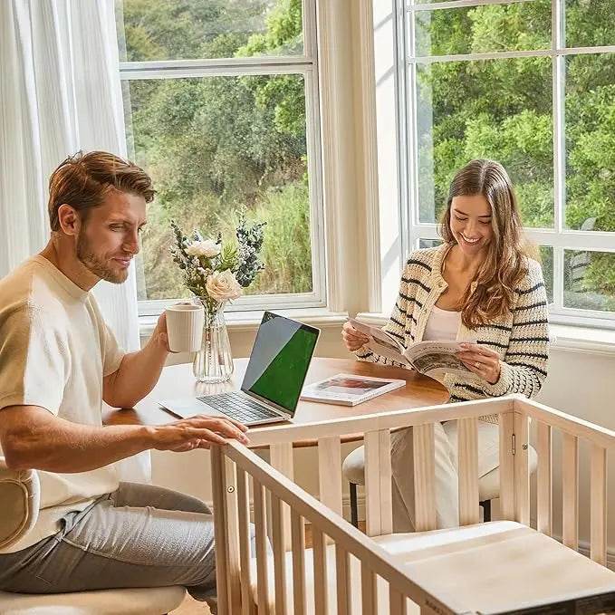 6-in-1 Mini Crib with Removable Wheels & Mattress - Loft&Timber