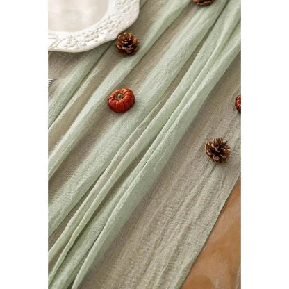 6pcs Cheesecloth Table Runner Sage Green Gauze 120 Inch 10 FT - Loft&Timber