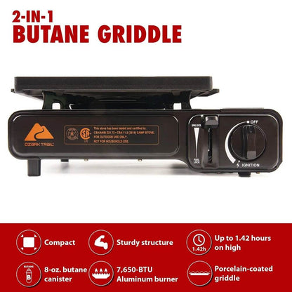 2 in 1 Butane Griddle 7650 BTU - Loft&Timber