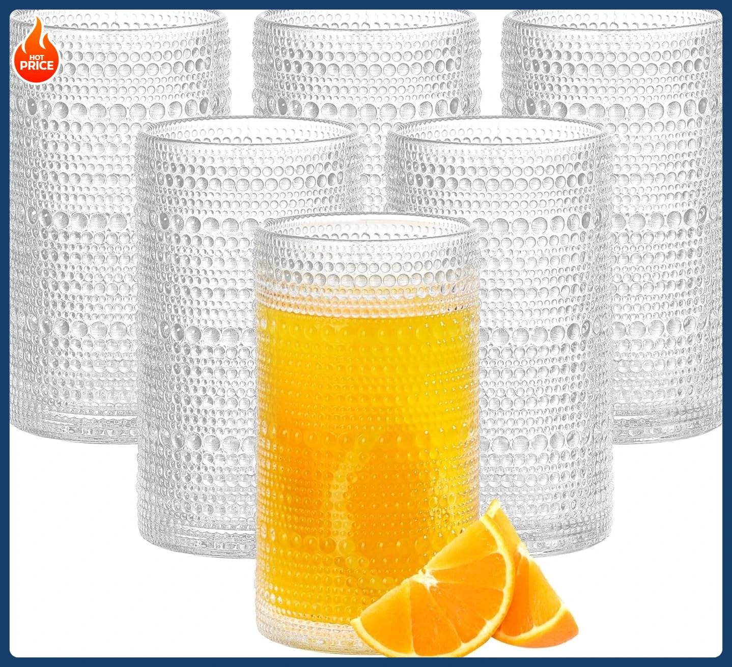16oz Hobnail Drinking Glasses Set of 6 - Loft&Timber