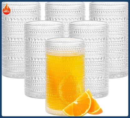 16oz Hobnail Drinking Glasses Set of 6 - Loft&Timber