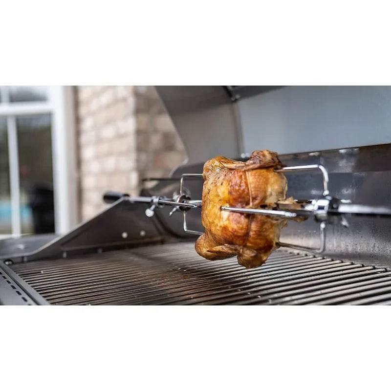 6+1 Burner Gas Grill, Stainless Steel Cabinet Style with Side Burner & Rotisserie - Loft&Timber