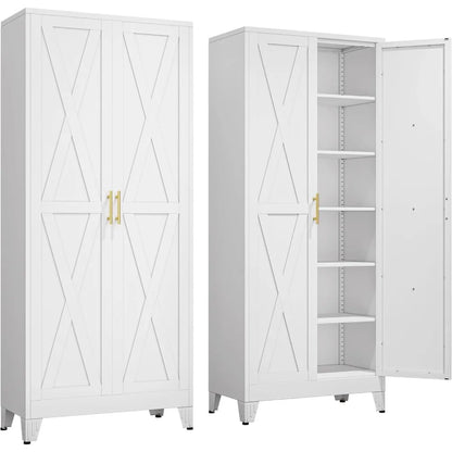 Tall Pantry Cabinet 75" H with Doors and Shelves - Loft&Timber