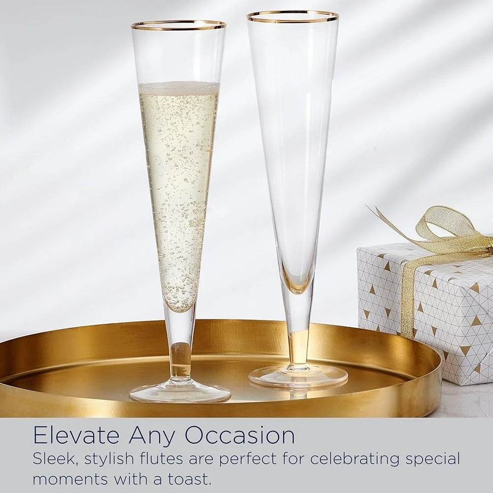Elegant Gold Rim Champagne Toasting Flutes Set - Loft&Timber
