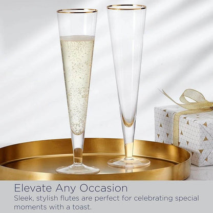 Elegant Gold Rim Champagne Toasting Flutes Set - Loft&Timber