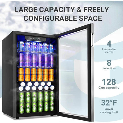 Beverage Refrigerator and Cooler, 128 Can Mini fridge
