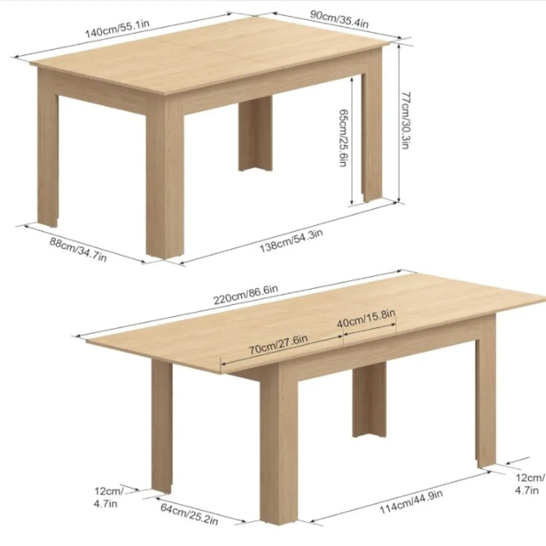 35" Extendable Wooden Dining Table - Loft&Timber